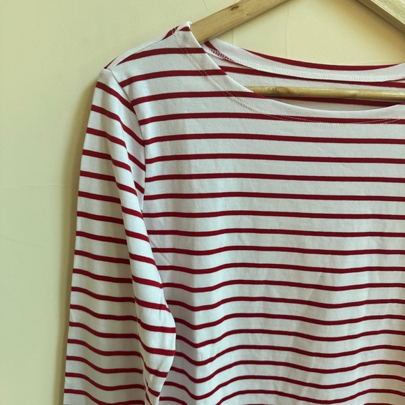 Lily Coco Red White Stripe Boat Neck Long Sleeve Cotton Womens Size L T Shirt - Picture 5 of 14